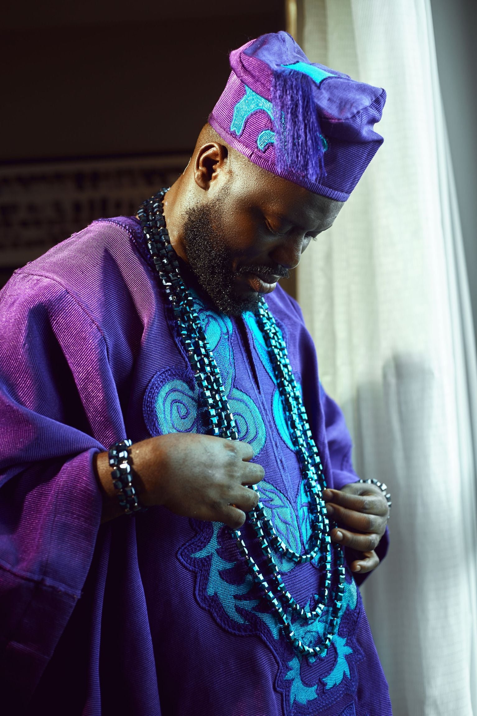 Agbada Royal Purple and Blue - Image 3