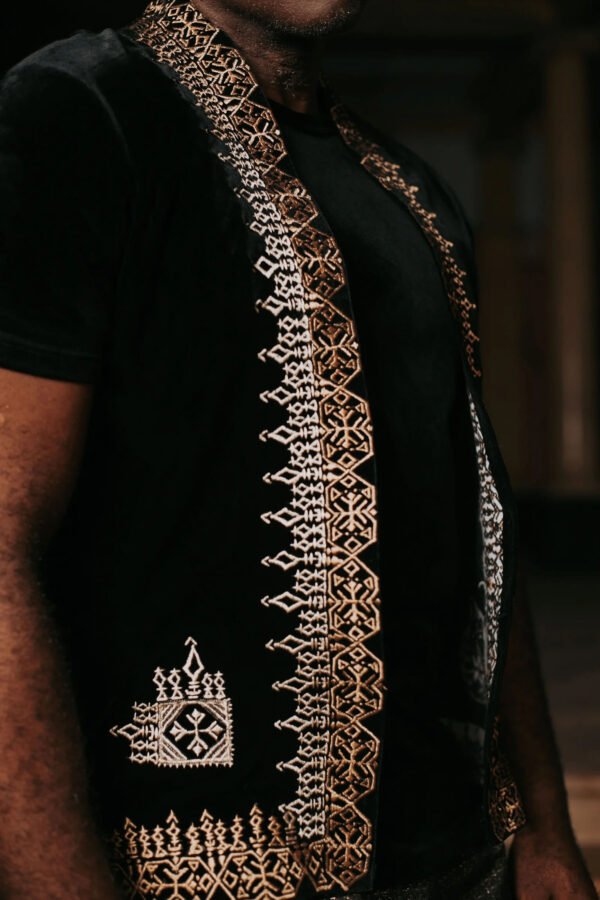 Rooted and Refined Black Dashiki Style With Gold Embroidery