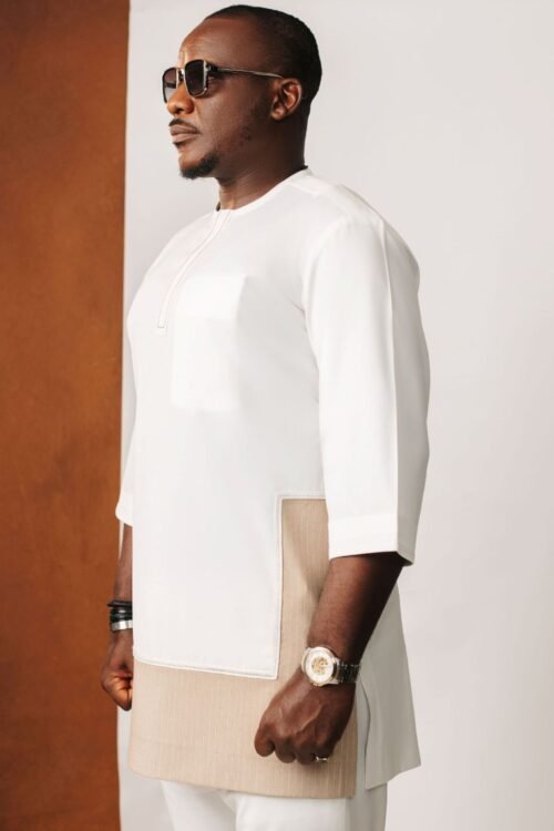 White & Brown mixed kaftan